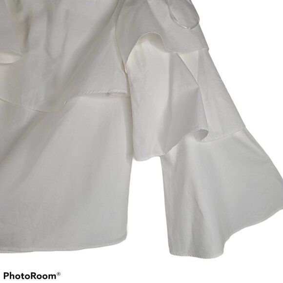 NWT Lumiere White Off Shoulder White Oversized Rufflle Top - Picture 5 of 8